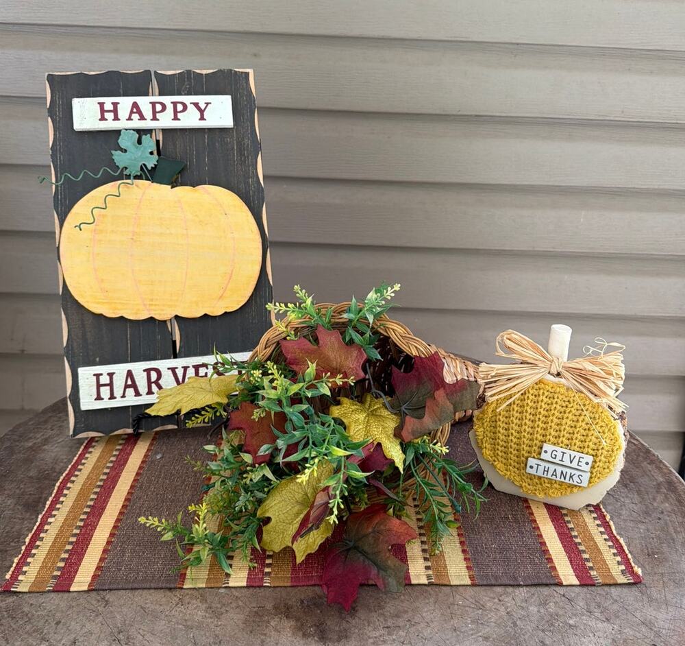 Farmhouse Autumn 5pc Thanksgiving Table Vignette Decor Set Cottagecore Rustic